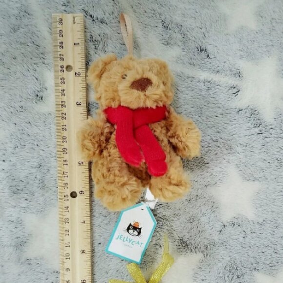 Jellycat BARTHOLLOMEW BEAR DECORATION New Ornament Christmas Holiday Scarf Gift - Picture 6 of 6